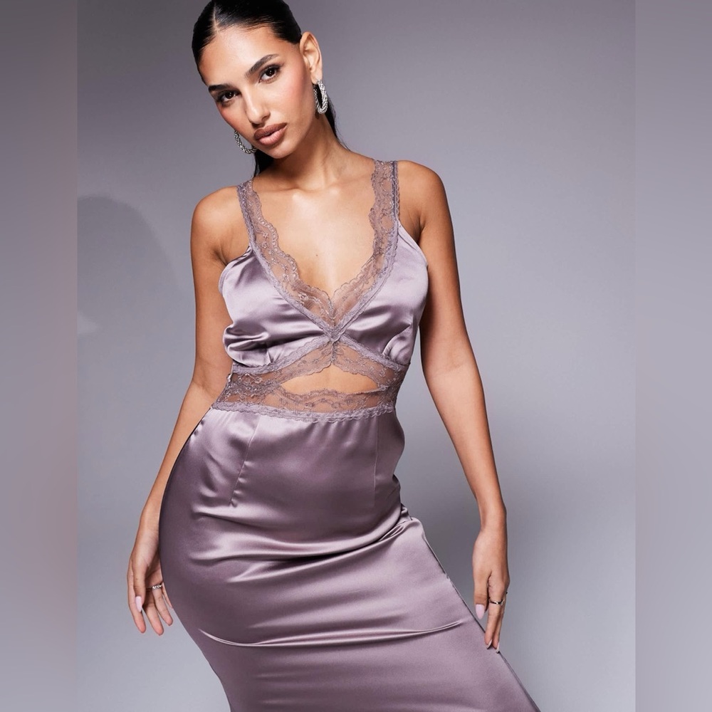 NEW Satin Slip Dress With Lace